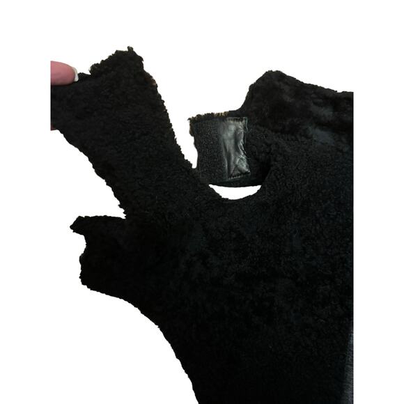 Donald Pliner Friends of baby Doll Pliner suede black sherpa dog coat size M - Picture 6 of 11